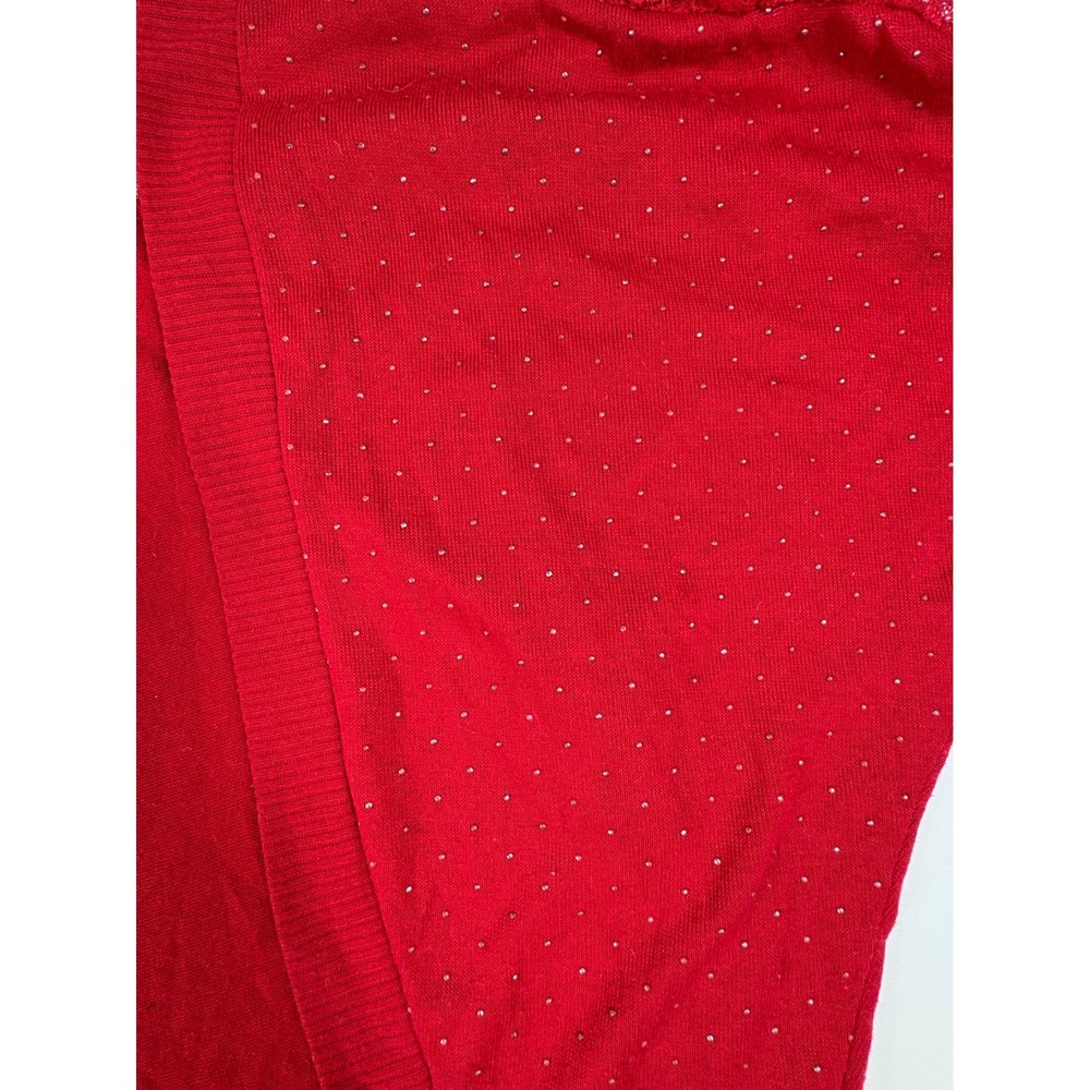 Y2K Candie's Girl Red Glitter Lace Trim Shrug Bolero‎ Top Size L - Picture 2 of 9